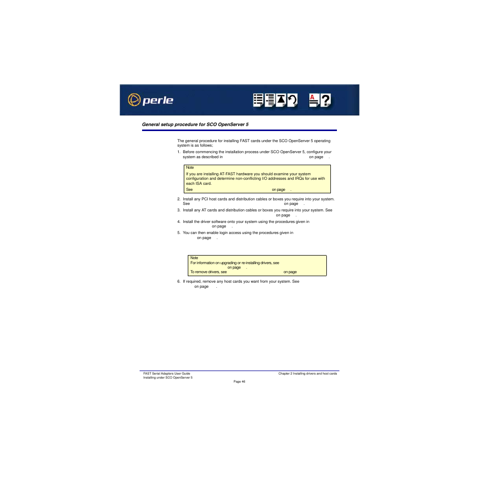 General setup procedure for sco openserver 5 | Perle Systems Adaptors User Manual | Page 46 / 129