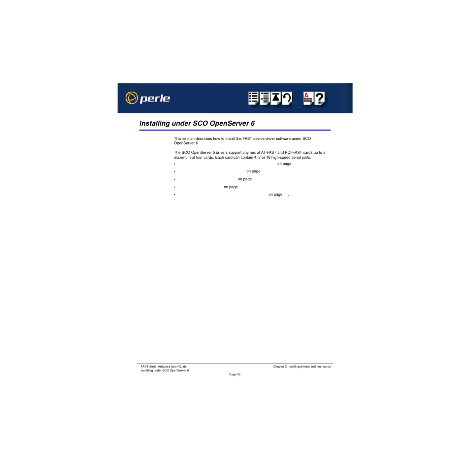 Installing under sco openserver 6 | Perle Systems Adaptors User Manual | Page 52 / 129