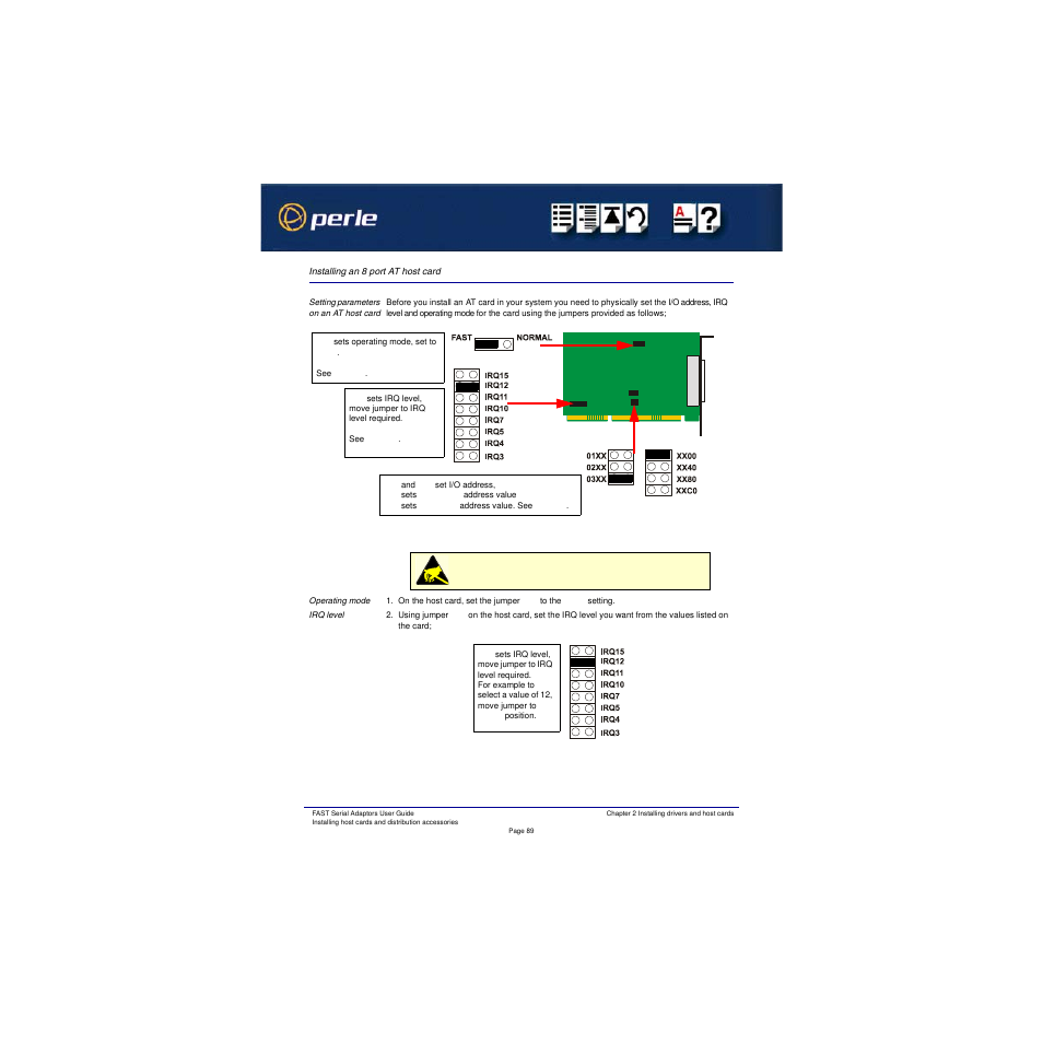 Installing an 8 port at host card | Perle Systems Adaptors User Manual | Page 89 / 129