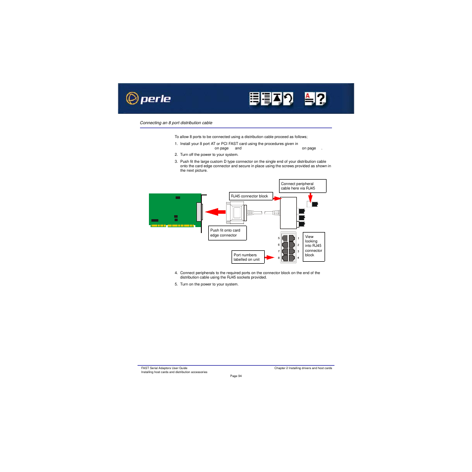 Connecting an 8 port distribution cable | Perle Systems Adaptors User Manual | Page 94 / 129