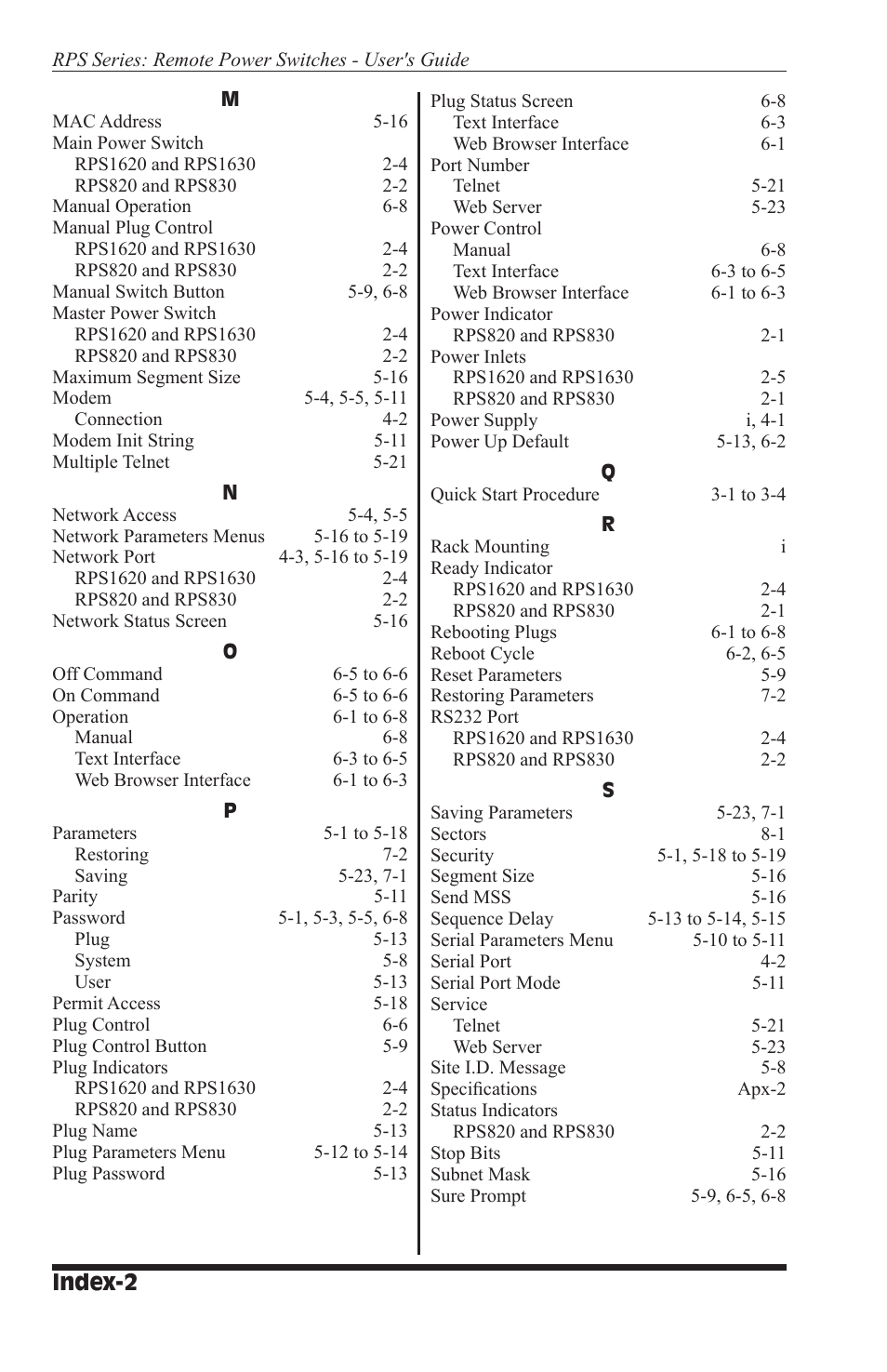 Index-2 | Perle Systems RPS1630 User Manual | Page 70 / 72