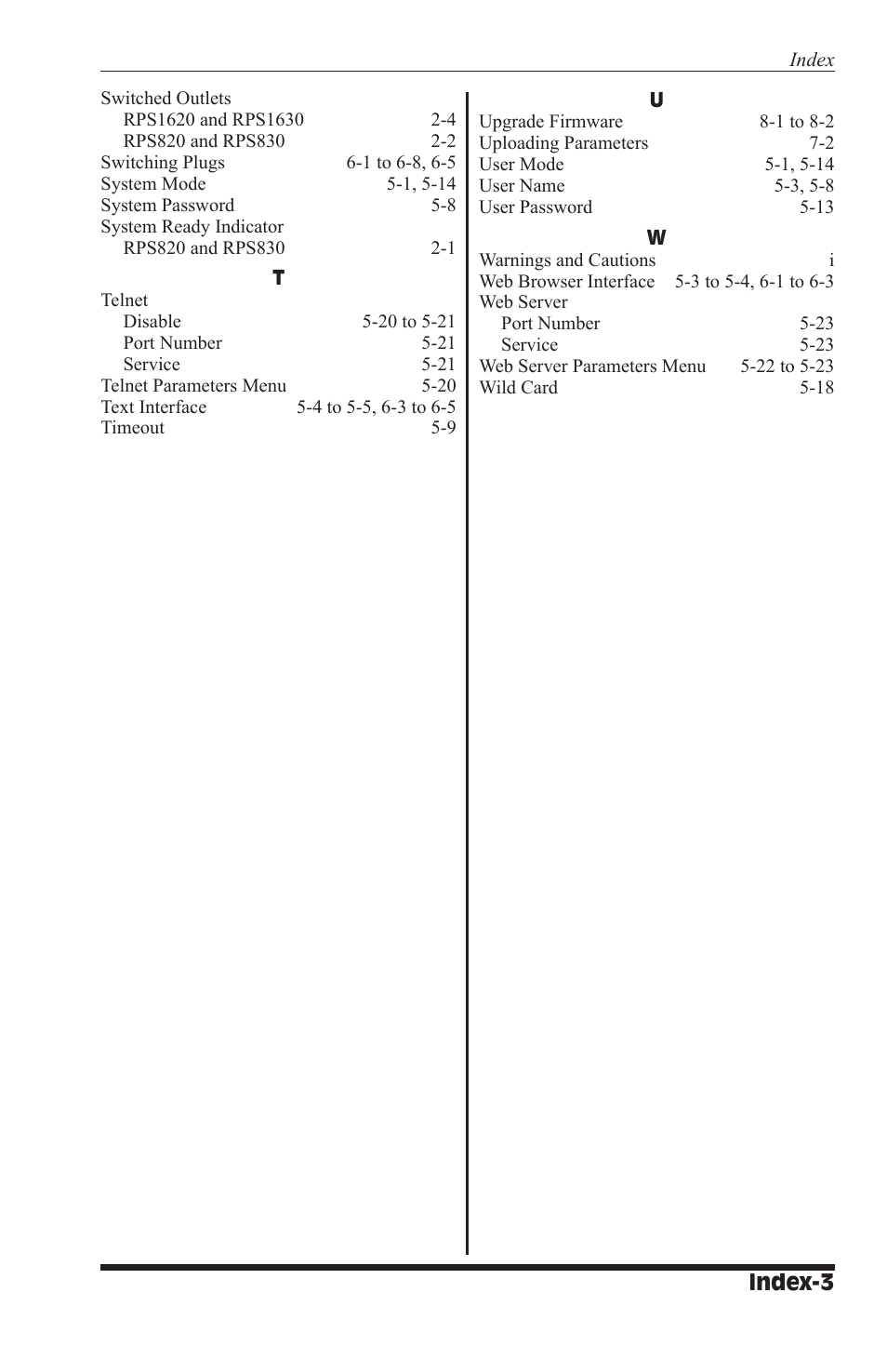 Index-3 | Perle Systems RPS1630 User Manual | Page 71 / 72