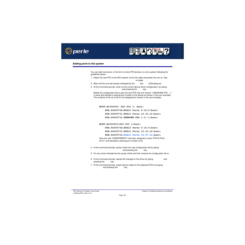 Adding ports to the system | Perle Systems RIO 5500036-17 User Manual | Page 153 / 327
