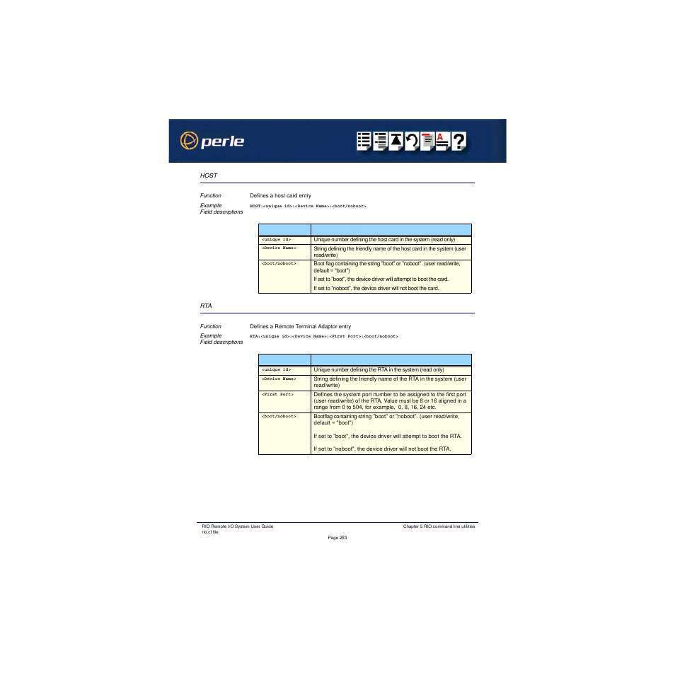 Host, Host rta | Perle Systems RIO 5500036-17 User Manual | Page 263 / 327