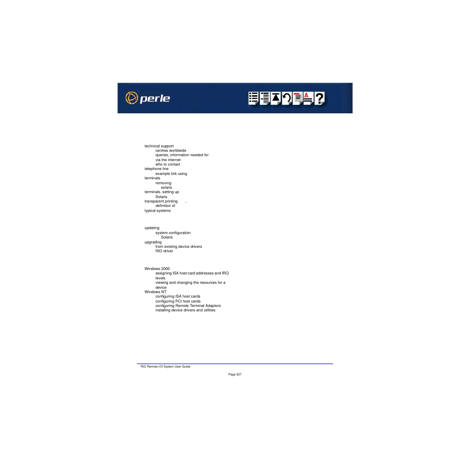 T u v w x | Perle Systems RIO 5500036-17 User Manual | Page 327 / 327