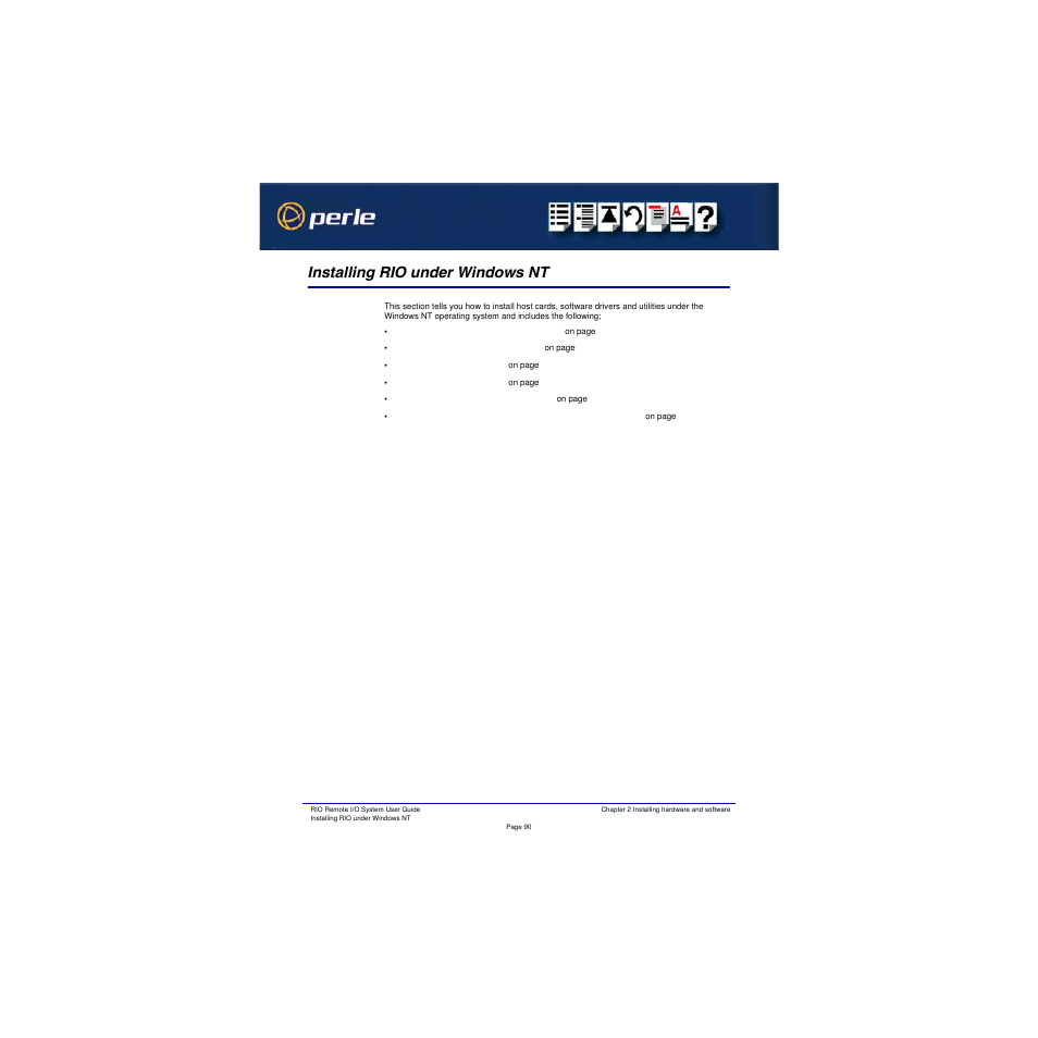 Installing rio under windows nt | Perle Systems RIO 5500036-17 User Manual | Page 90 / 327