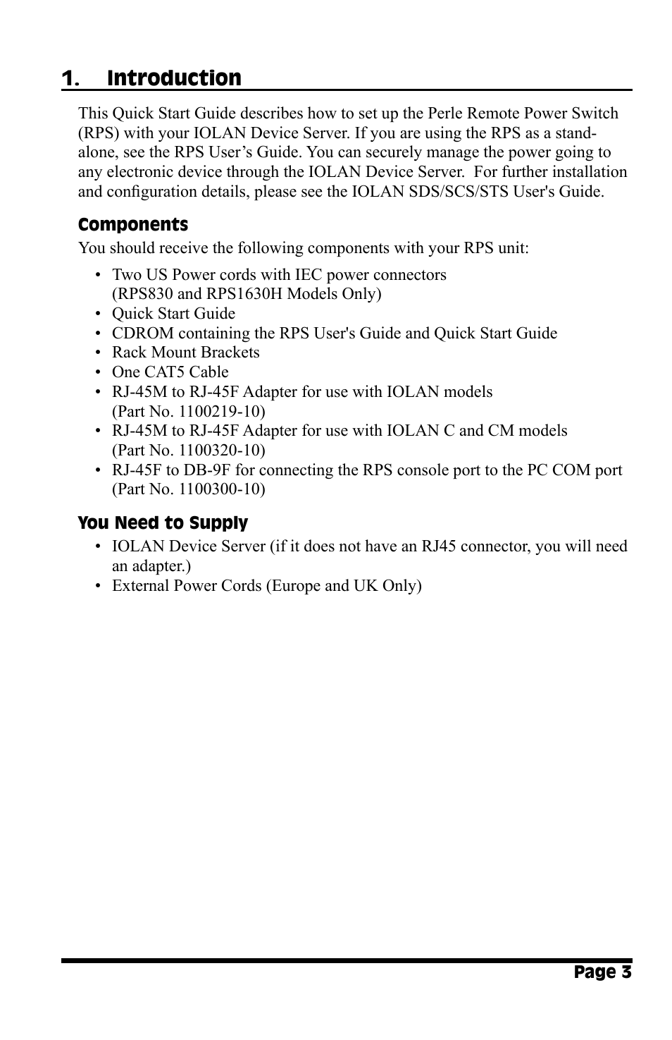 Introduction | Perle Systems RPS1630H User Manual | Page 3 / 8