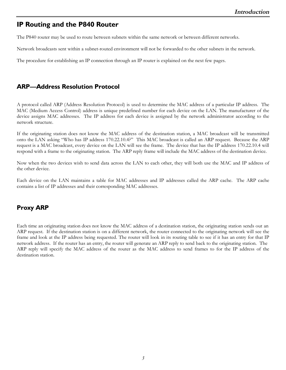Ip routing and the p840 router, Introduction | Perle Systems P840 User Manual | Page 3 / 58