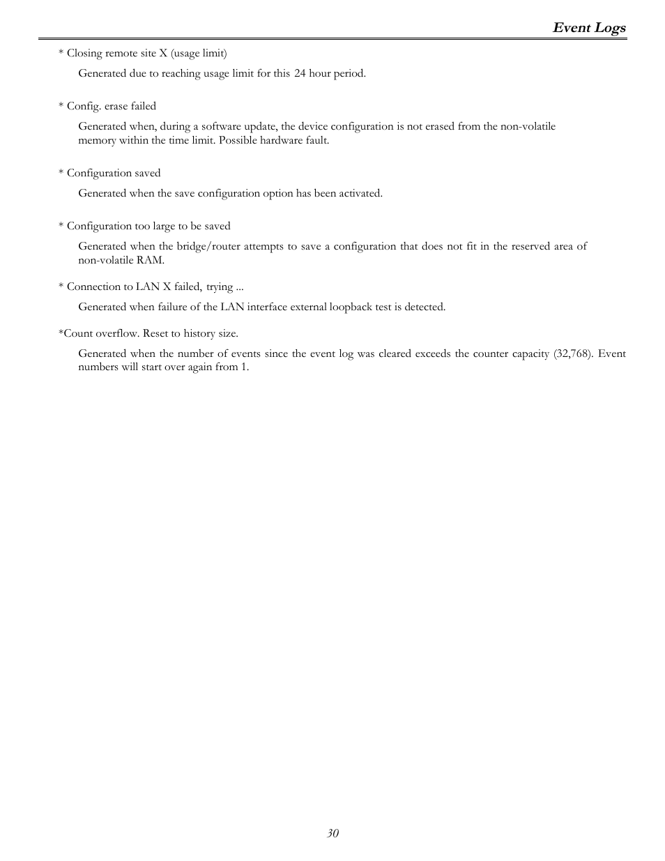 Event logs | Perle Systems P840 User Manual | Page 30 / 58