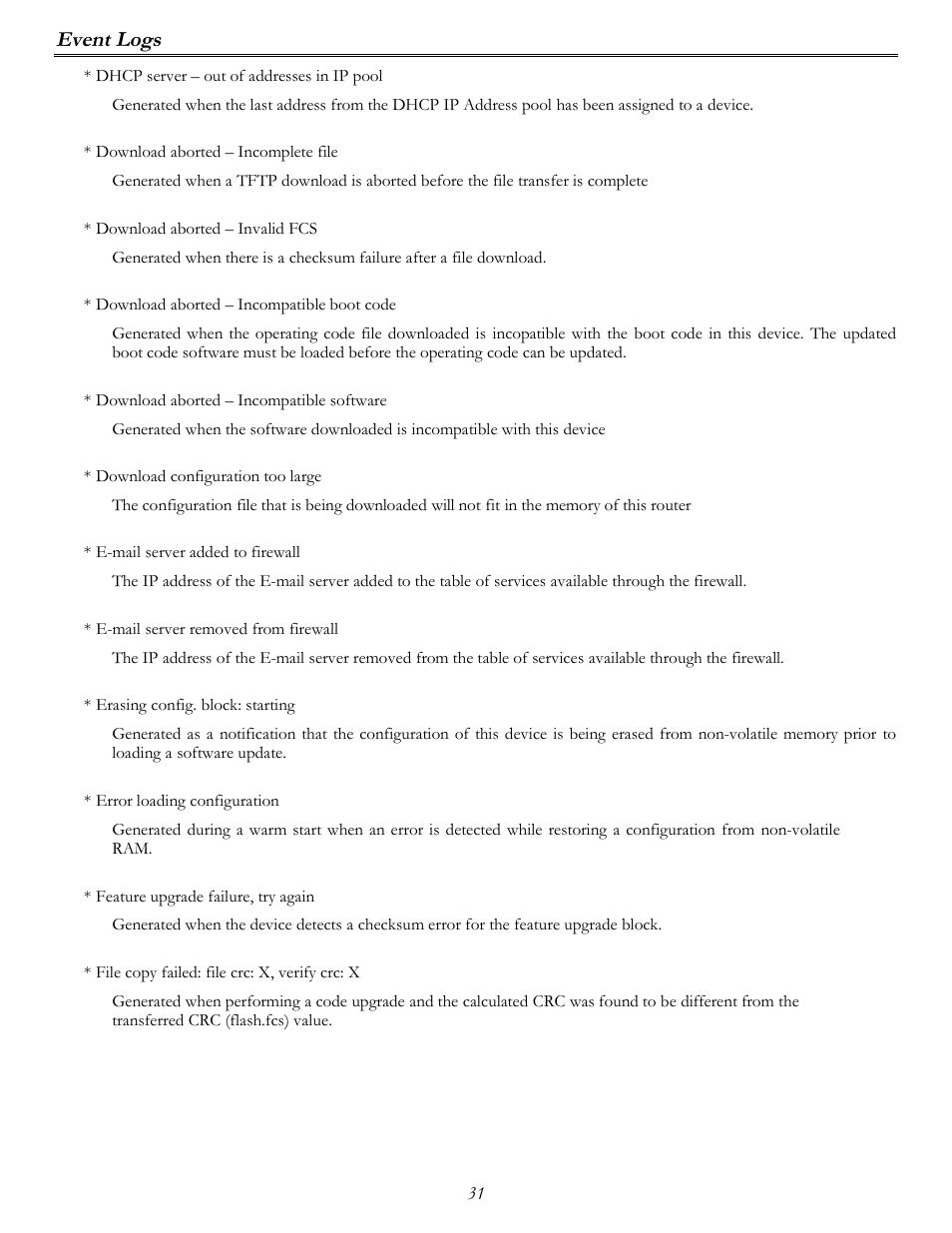 Event logs | Perle Systems P840 User Manual | Page 31 / 58