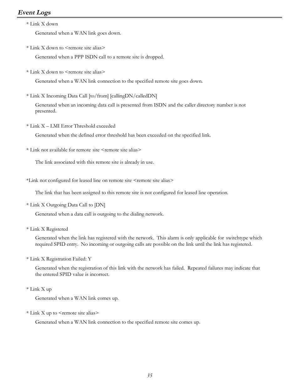 Event logs | Perle Systems P840 User Manual | Page 35 / 58