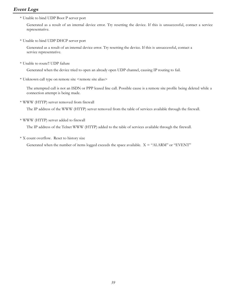 Event logs | Perle Systems P840 User Manual | Page 39 / 58