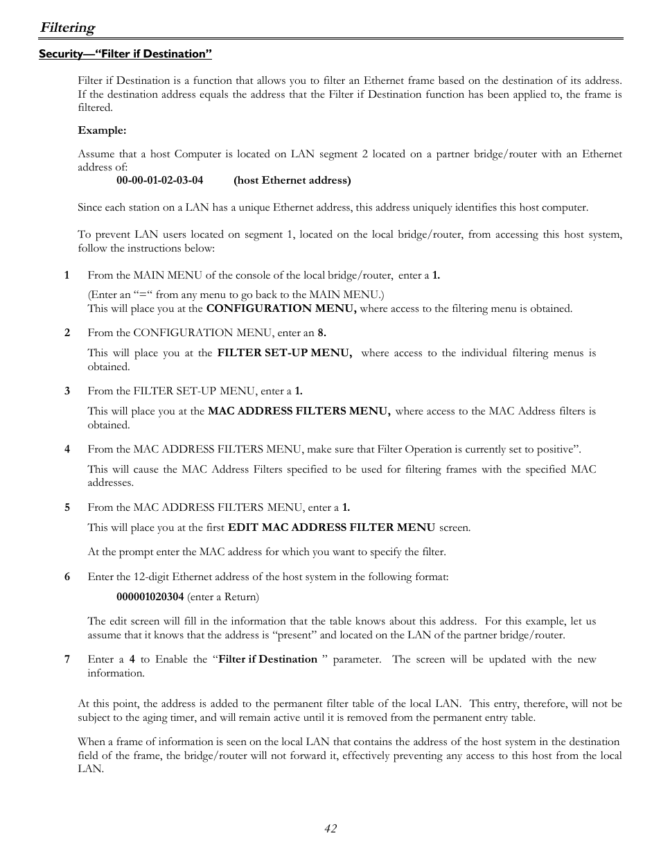 Filtering | Perle Systems P840 User Manual | Page 42 / 58