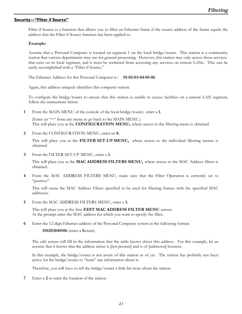 Filtering | Perle Systems P840 User Manual | Page 43 / 58