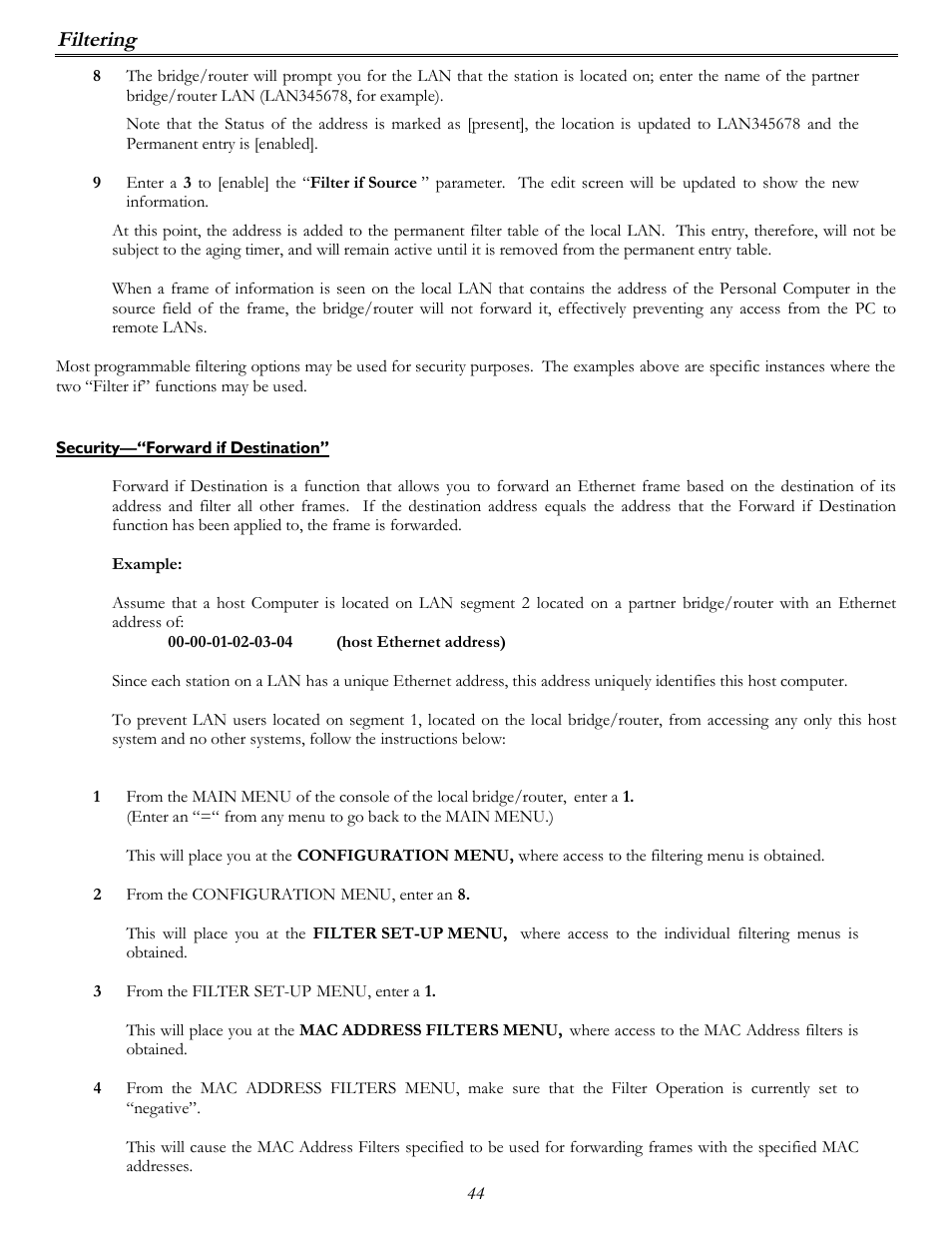Filtering | Perle Systems P840 User Manual | Page 44 / 58