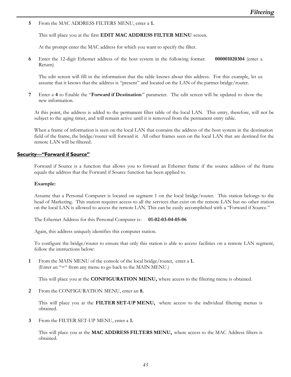 Filtering | Perle Systems P840 User Manual | Page 45 / 58