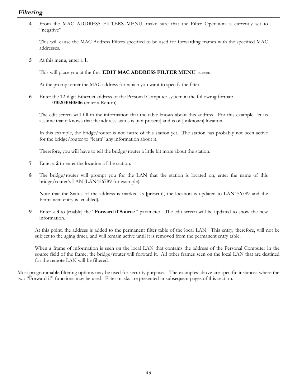 Filtering | Perle Systems P840 User Manual | Page 46 / 58