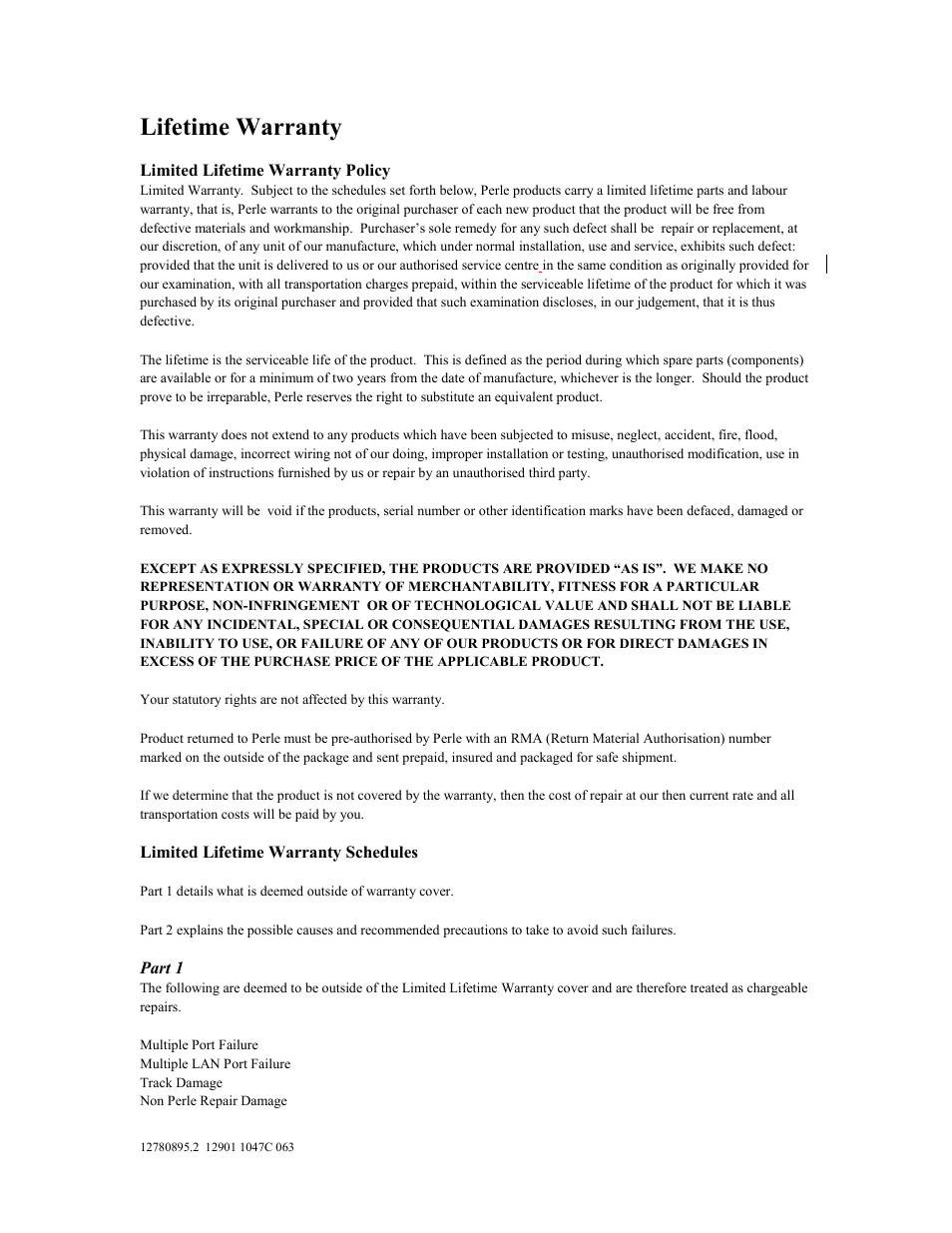 Warranty, Lifetime warranty | Perle Systems IOLINK-520 User Manual | Page 109 / 110