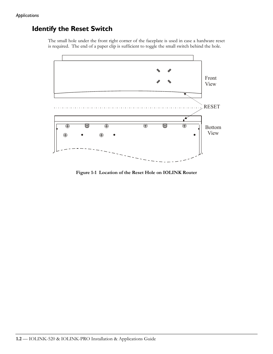 Identify the reset switch | Perle Systems IOLINK-520 User Manual | Page 12 / 110