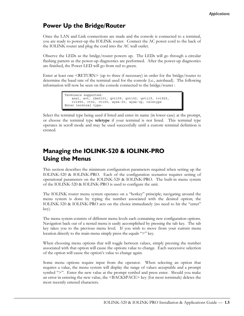 Power up the bridge/router | Perle Systems IOLINK-520 User Manual | Page 15 / 110