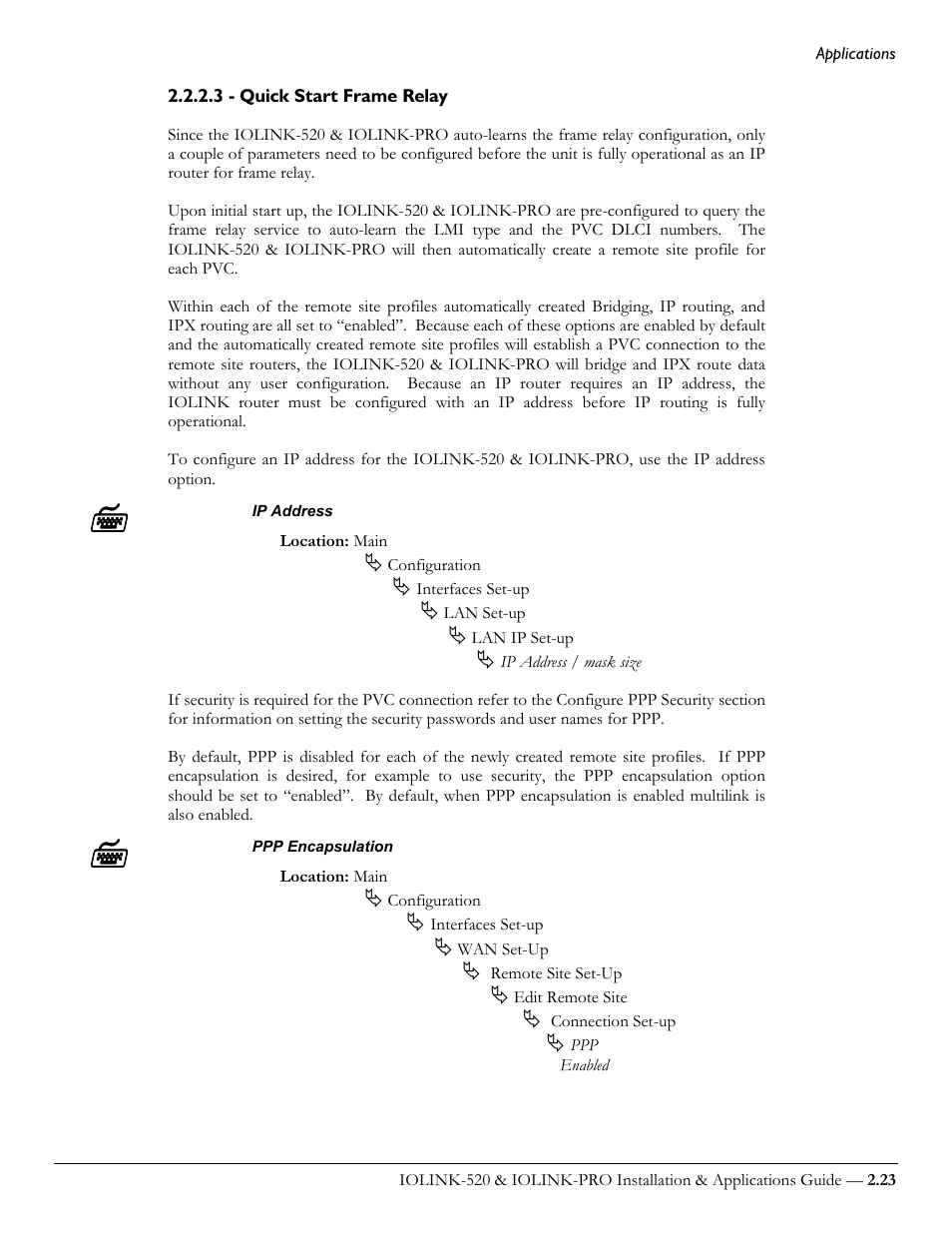 3 - quick start frame relay | Perle Systems IOLINK-520 User Manual | Page 43 / 110