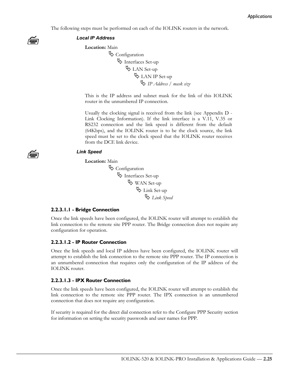 1 - bridge connection, 2 - ip router connection, 3 - ipx router connection | Perle Systems IOLINK-520 User Manual | Page 45 / 110
