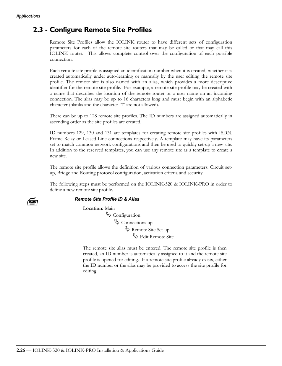 3 - configure remote site profiles | Perle Systems IOLINK-520 User Manual | Page 46 / 110