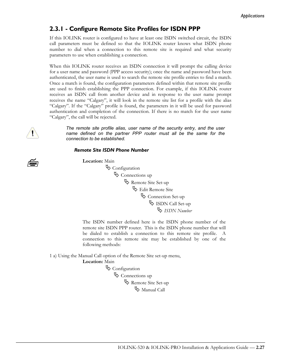 1 - configure remote site profiles for isdn ppp | Perle Systems IOLINK-520 User Manual | Page 47 / 110