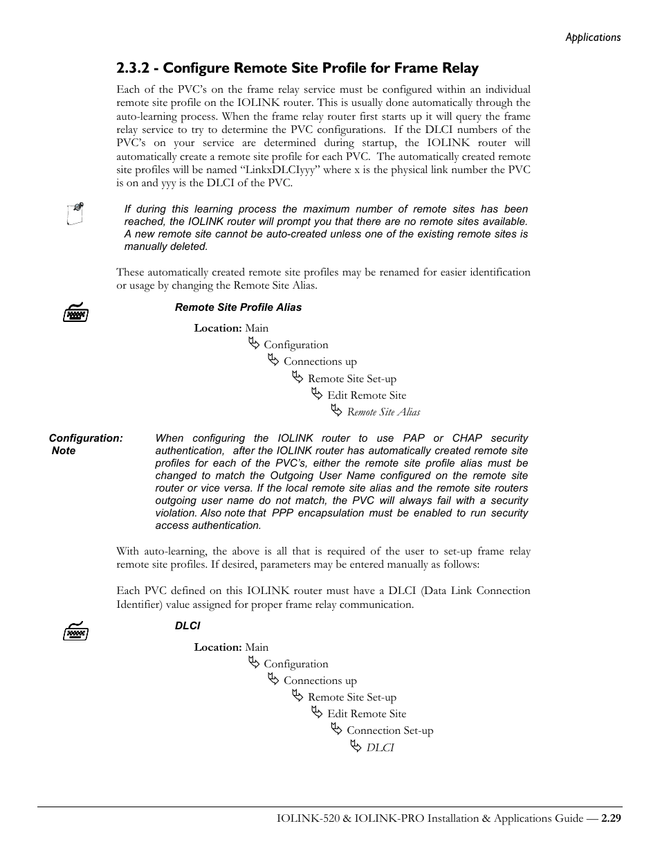 2 - configure remote site profile for frame relay | Perle Systems IOLINK-520 User Manual | Page 49 / 110