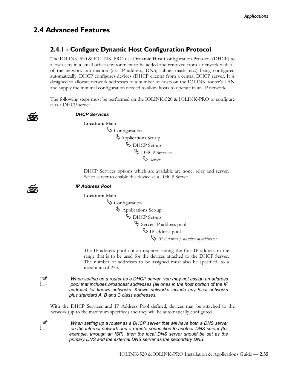 4 advanced features, 1 - configure dynamic host configuration protocol | Perle Systems IOLINK-520 User Manual | Page 55 / 110
