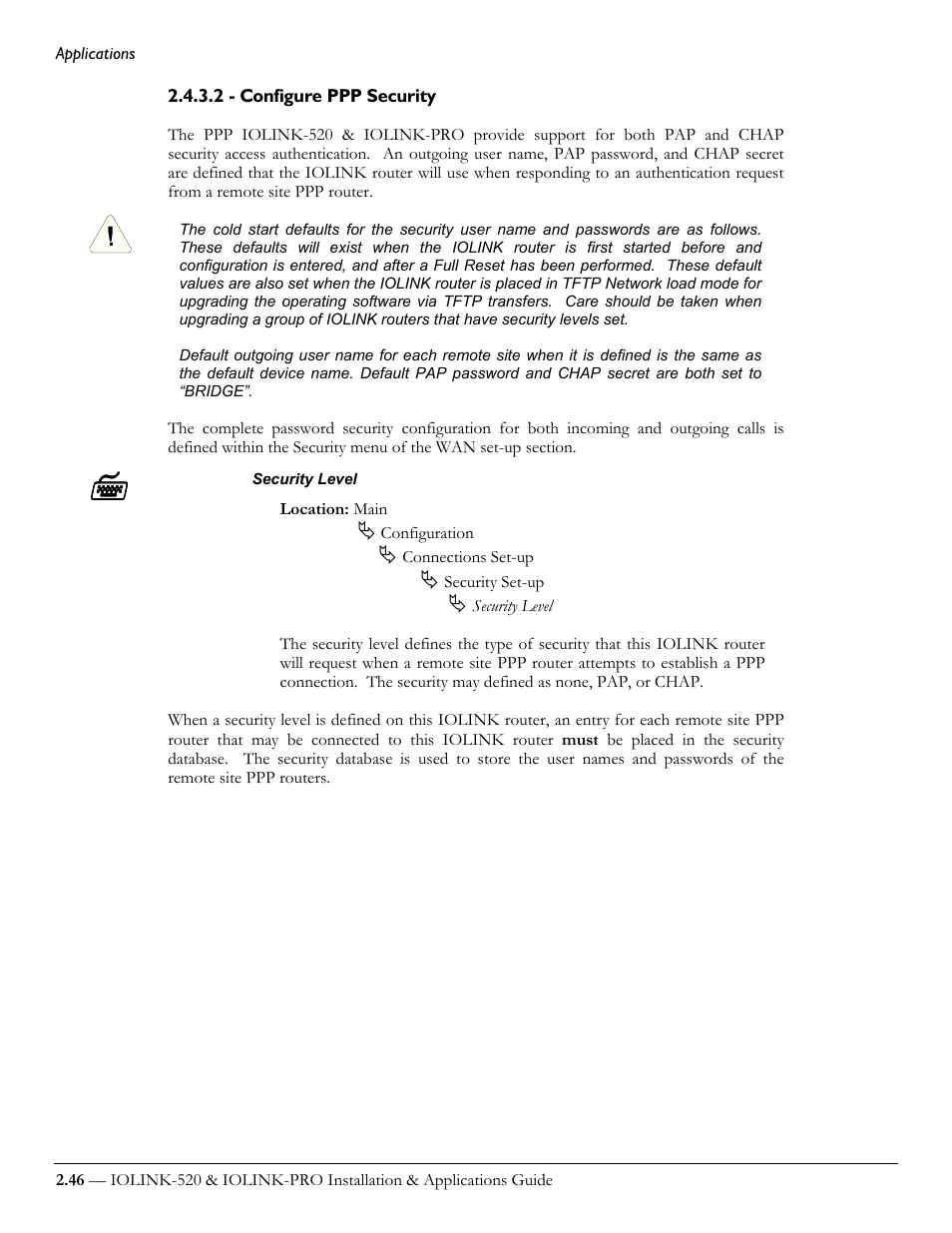 2 - configure ppp security | Perle Systems IOLINK-520 User Manual | Page 66 / 110