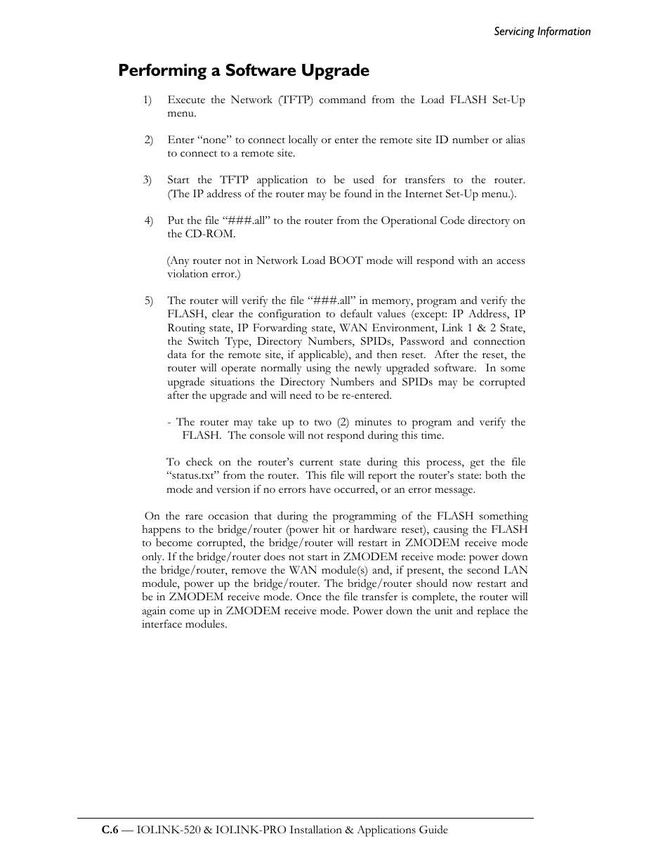 Performing a software upgrade | Perle Systems IOLINK-520 User Manual | Page 92 / 110