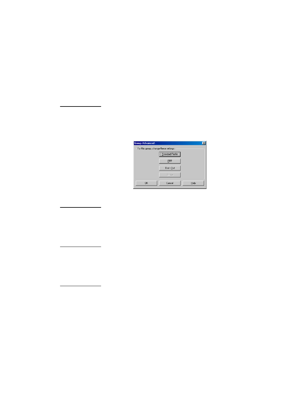 Group advanced, User standard profile - group, Ppp - group | Dial-out - group | Perle Systems 833IS User Manual | Page 203 / 340