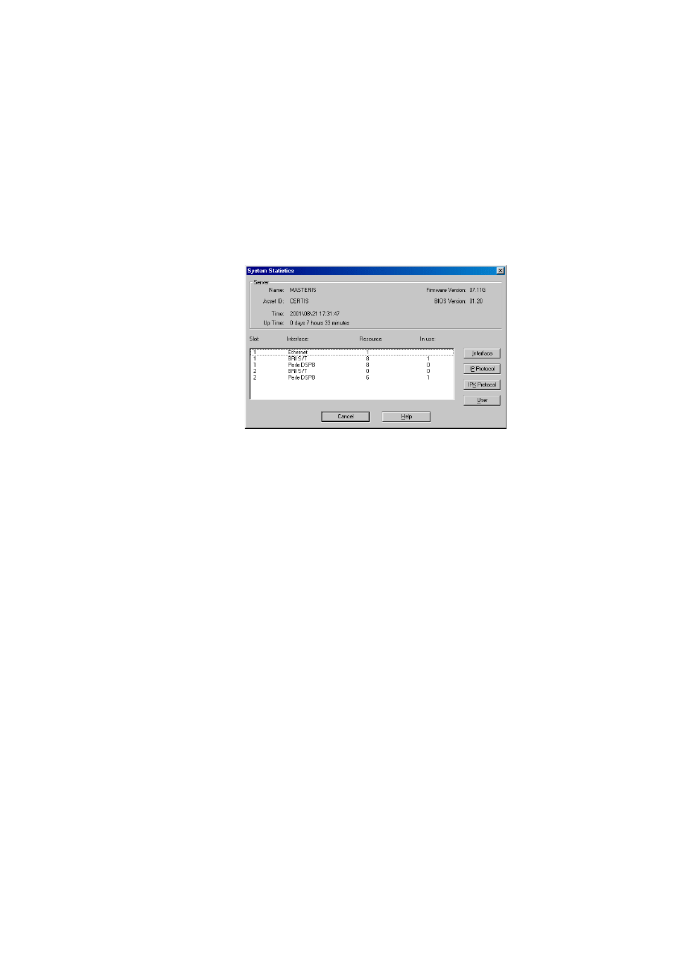 Server information, Interface display | Perle Systems 833IS User Manual | Page 216 / 340