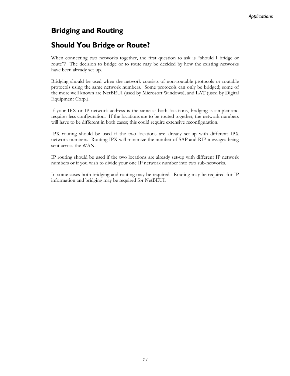 Bridging and routing should you bridge or route | Perle Systems 1700 User Manual | Page 19 / 100