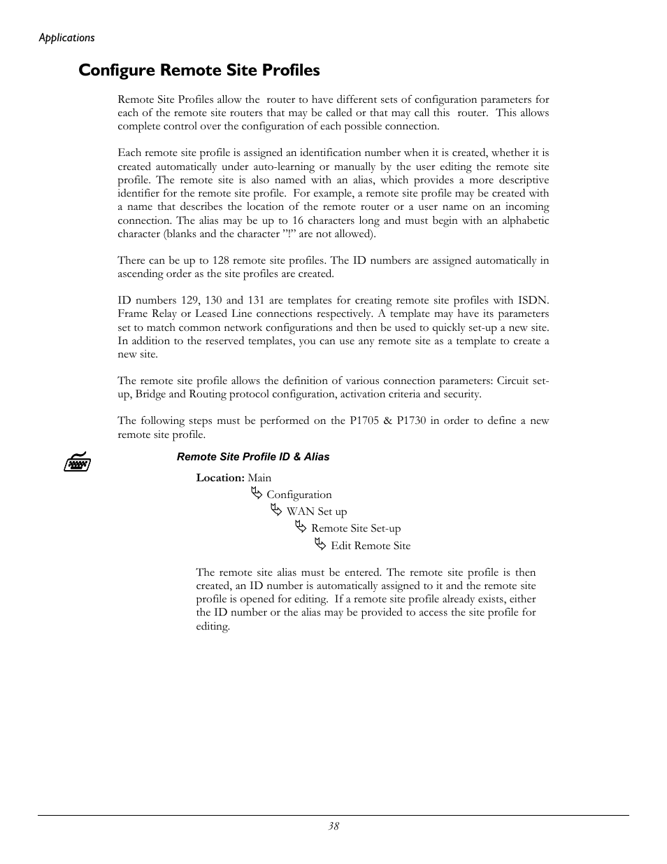 Configure remote site profiles | Perle Systems 1700 User Manual | Page 44 / 100