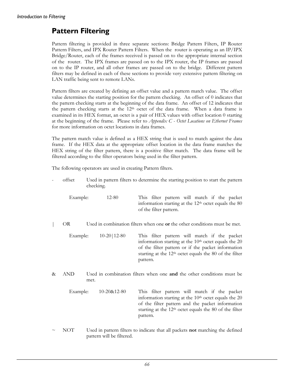 Pattern filtering | Perle Systems 1700 User Manual | Page 72 / 100