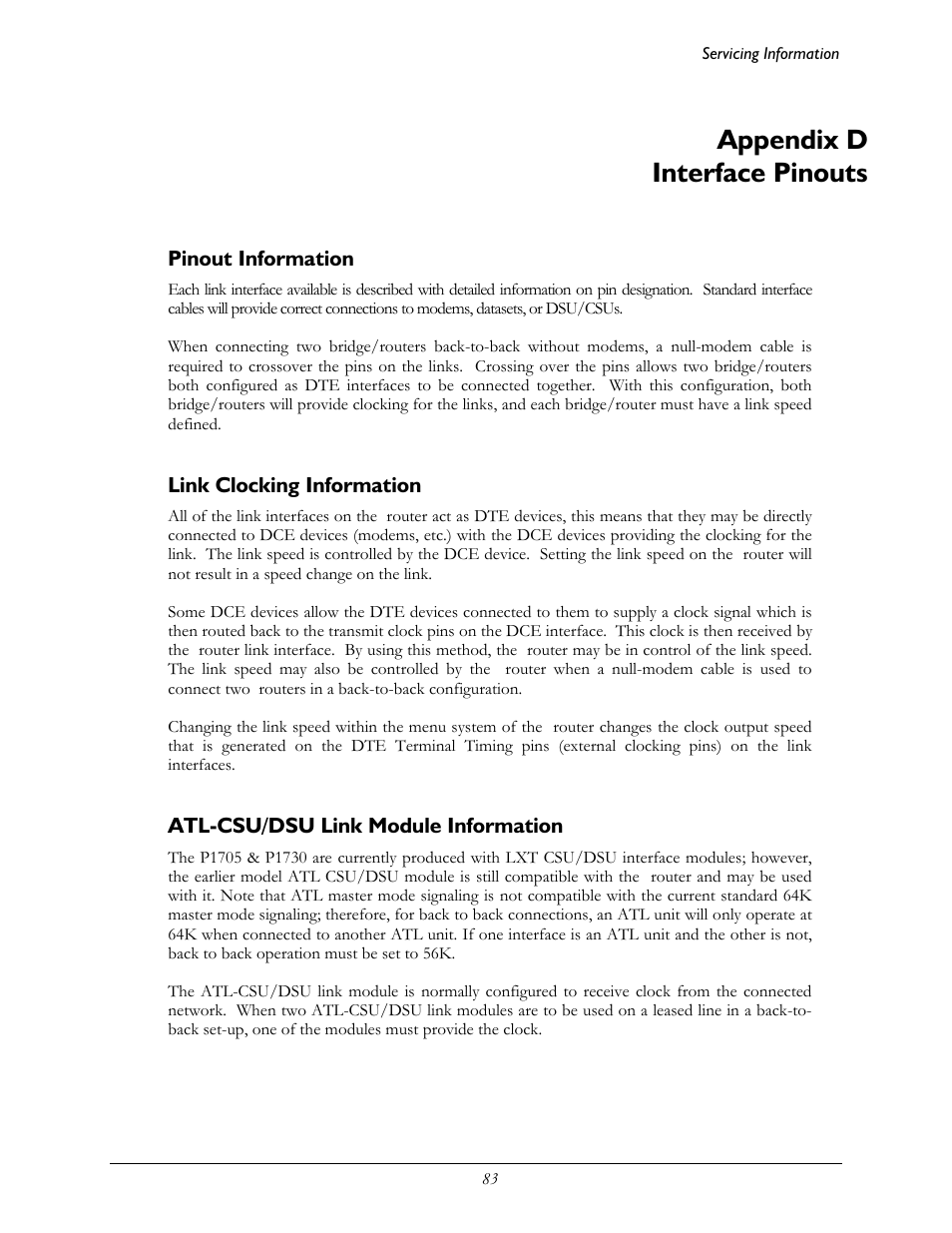 Appendix d interface pinouts | Perle Systems 1700 User Manual | Page 89 / 100