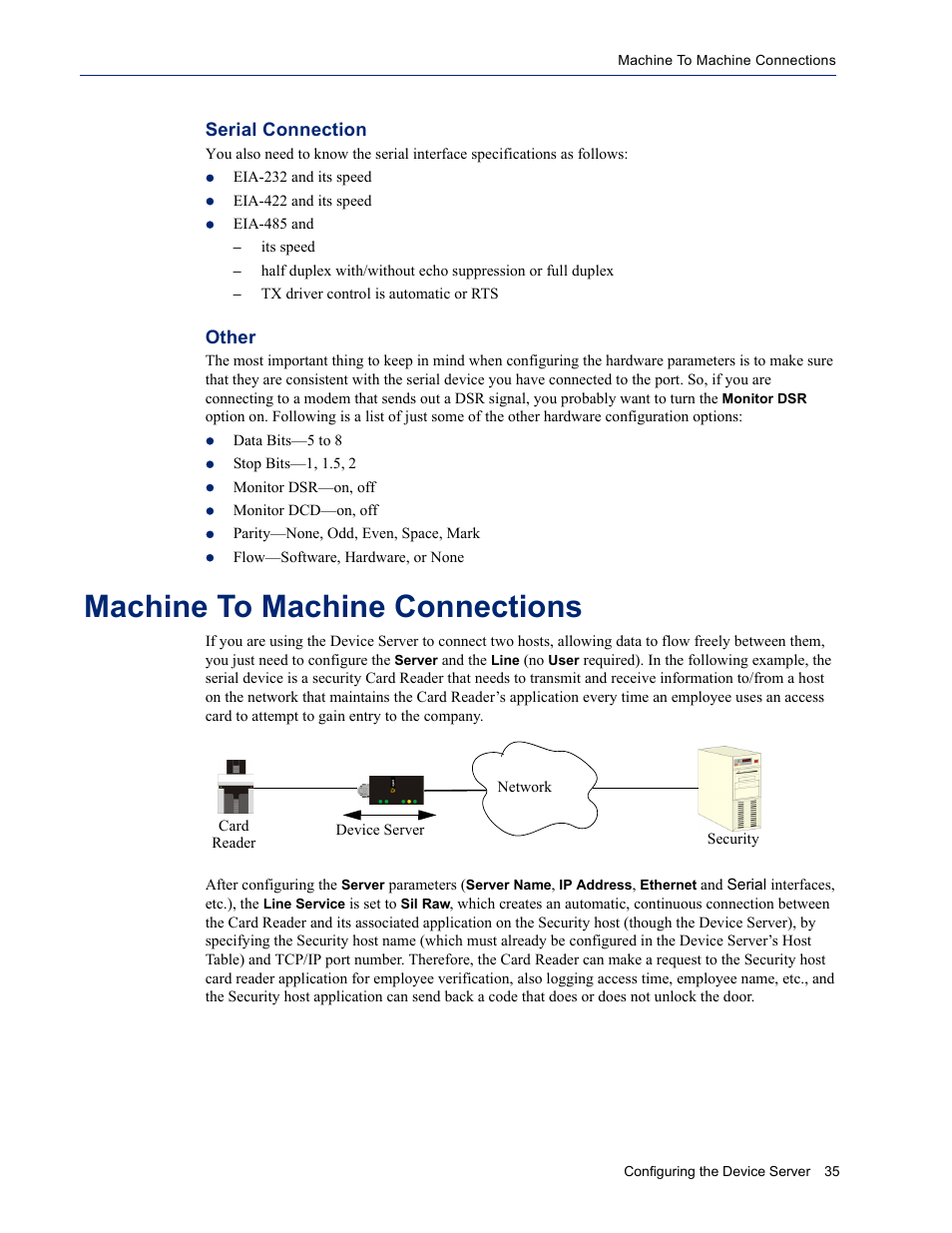 Machine to machine connections, Serial connection other, Serial connection | Other | Perle Systems DS1 User Manual | Page 35 / 122