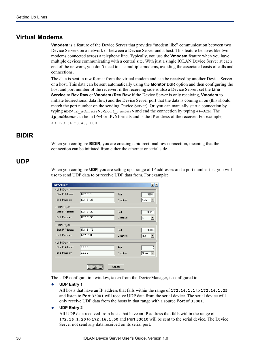 Virtual modems, Bidir | Perle Systems DS1 User Manual | Page 38 / 122