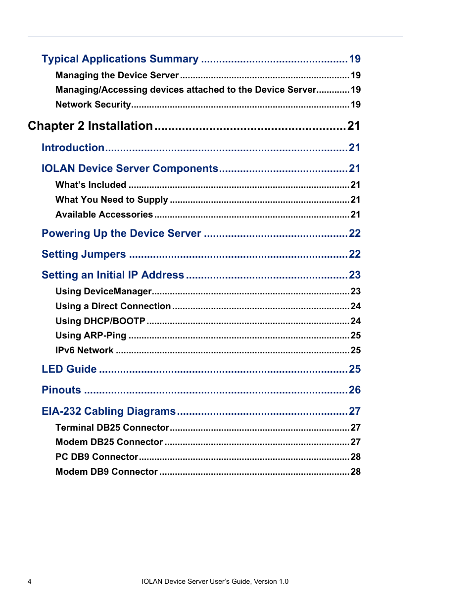 Chapter 2 installation | Perle Systems DS1 User Manual | Page 4 / 122