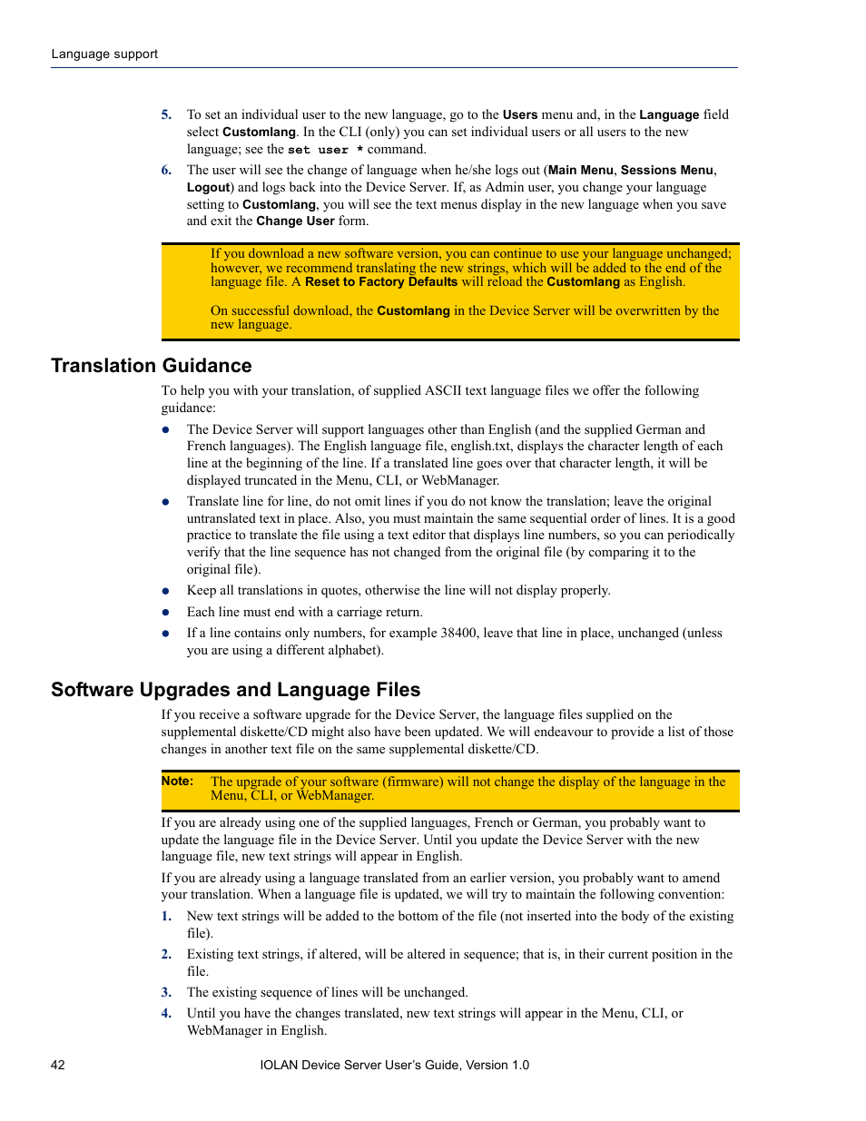 Translation guidance, Software upgrades and language files | Perle Systems DS1 User Manual | Page 42 / 122