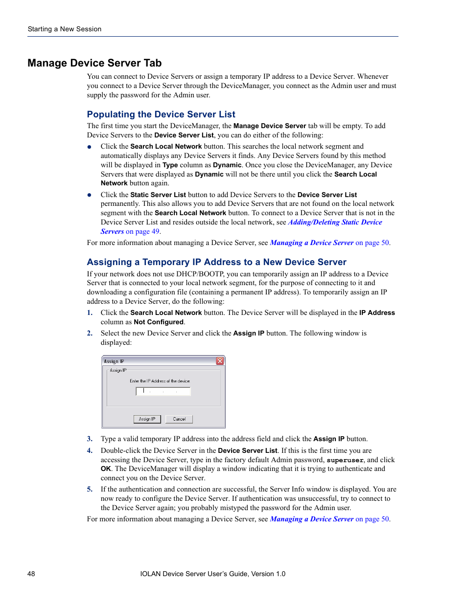 Manage device server tab | Perle Systems DS1 User Manual | Page 48 / 122