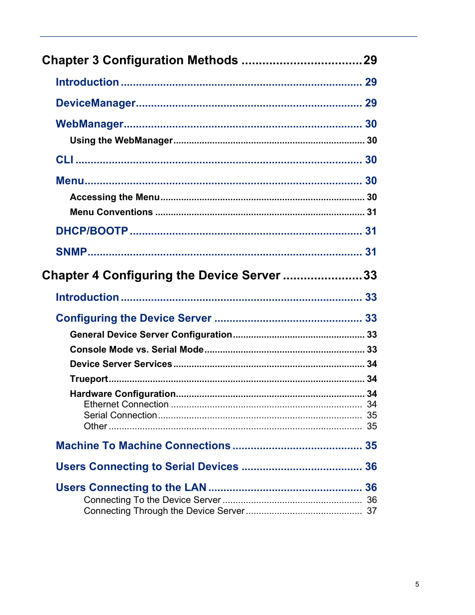 Chapter 3 configuration methods, Chapter 4 configuring the device server | Perle Systems DS1 User Manual | Page 5 / 122