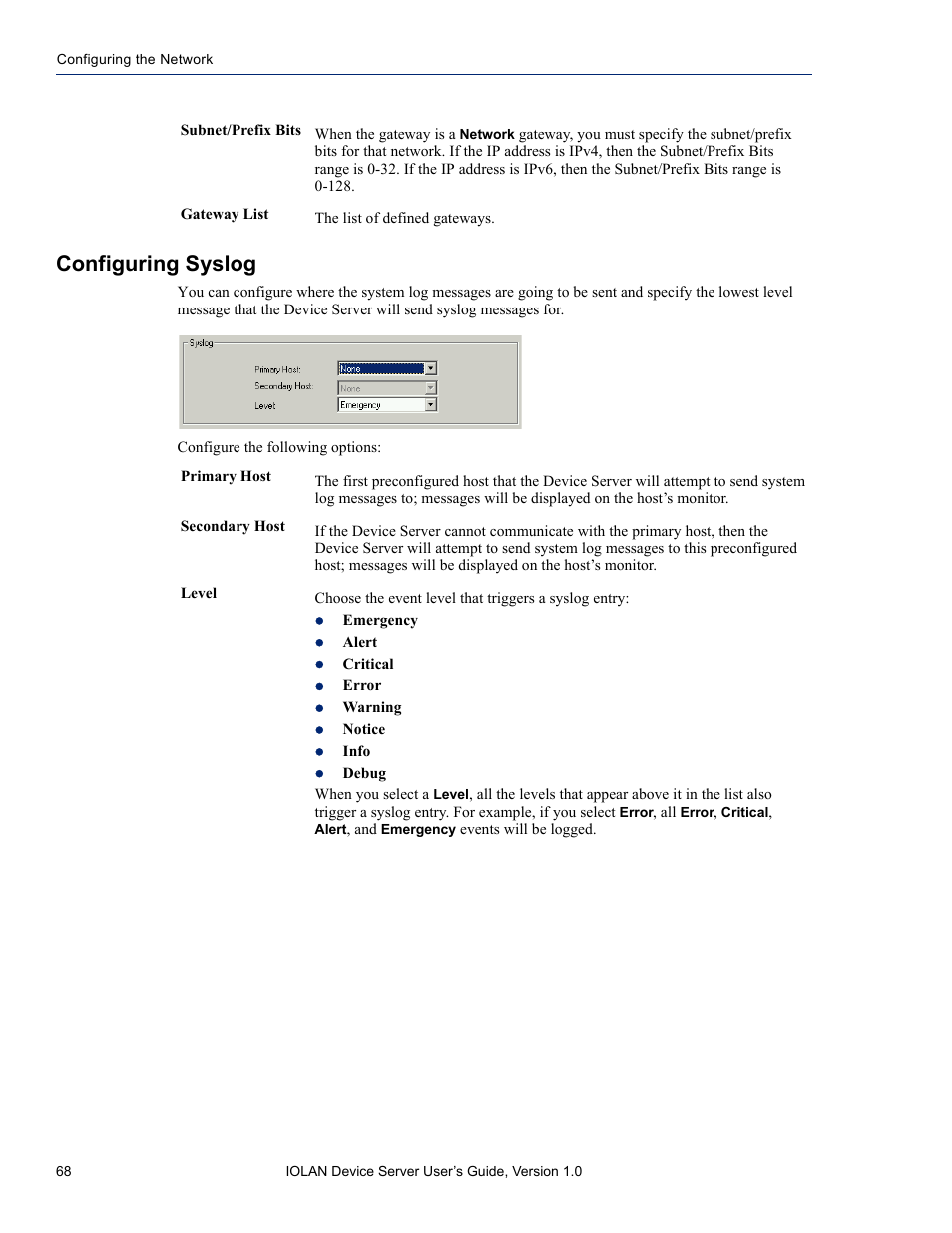 Configuring syslog | Perle Systems DS1 User Manual | Page 68 / 122