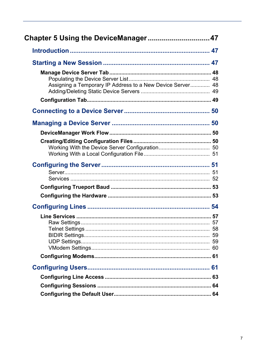 Chapter 5 using the devicemanager | Perle Systems DS1 User Manual | Page 7 / 122