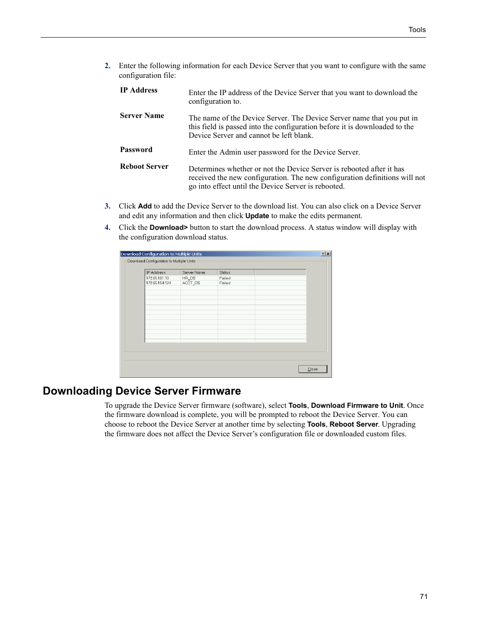 Downloading device server firmware | Perle Systems DS1 User Manual | Page 71 / 122