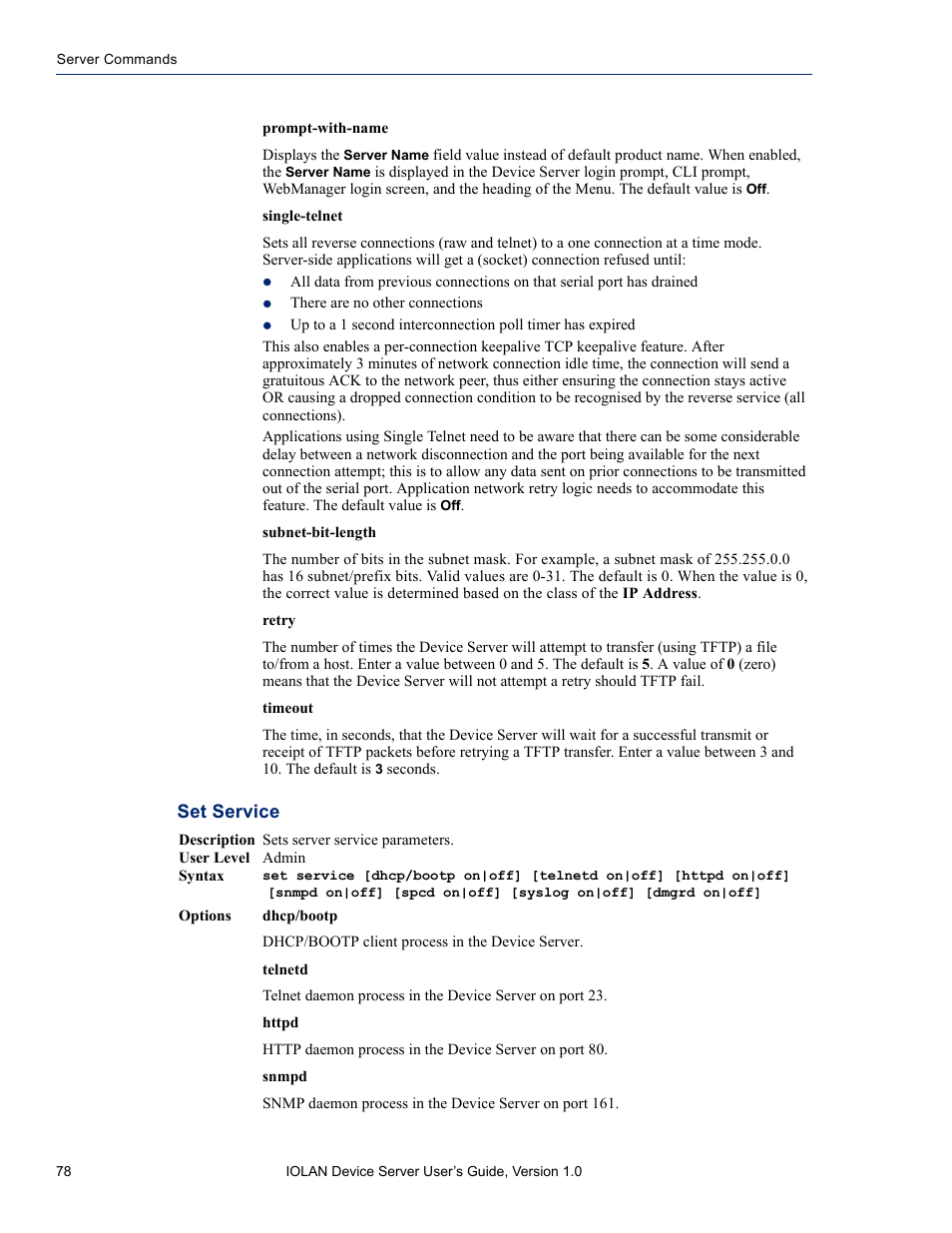 Set service | Perle Systems DS1 User Manual | Page 78 / 122