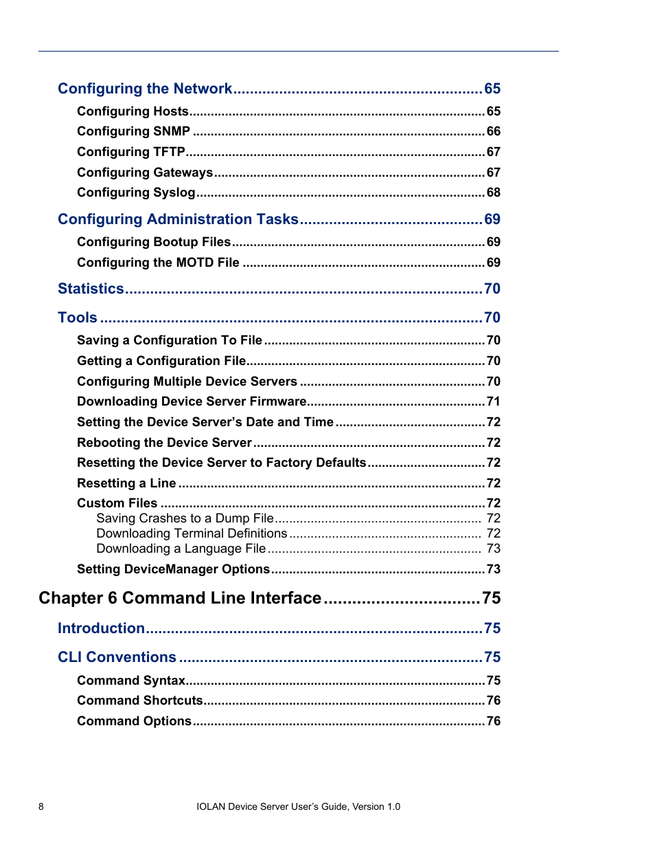 Chapter 6 command line interface | Perle Systems DS1 User Manual | Page 8 / 122