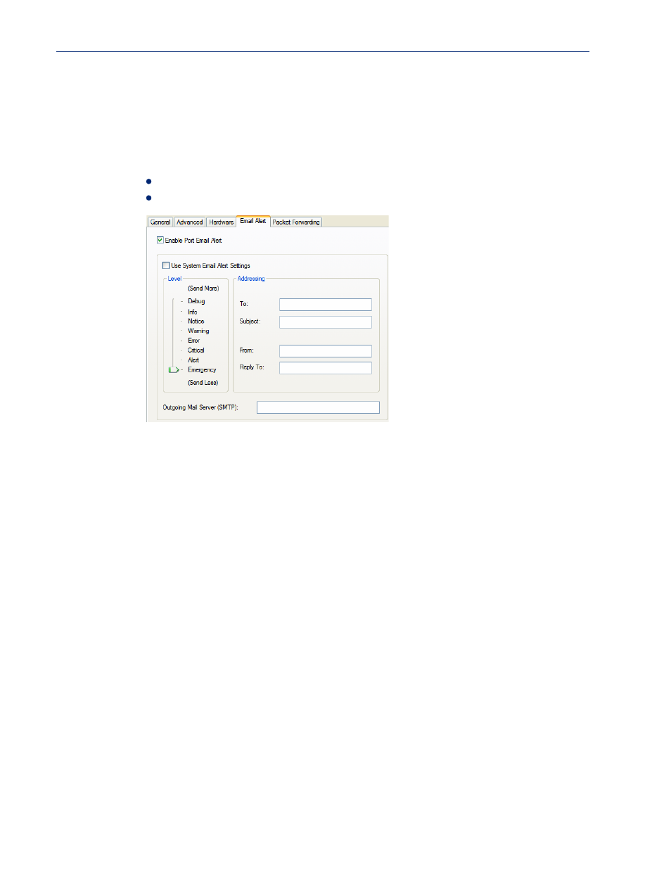 Email alert tab field descriptions | Perle Systems IOLAN SCS User Manual | Page 109 / 408